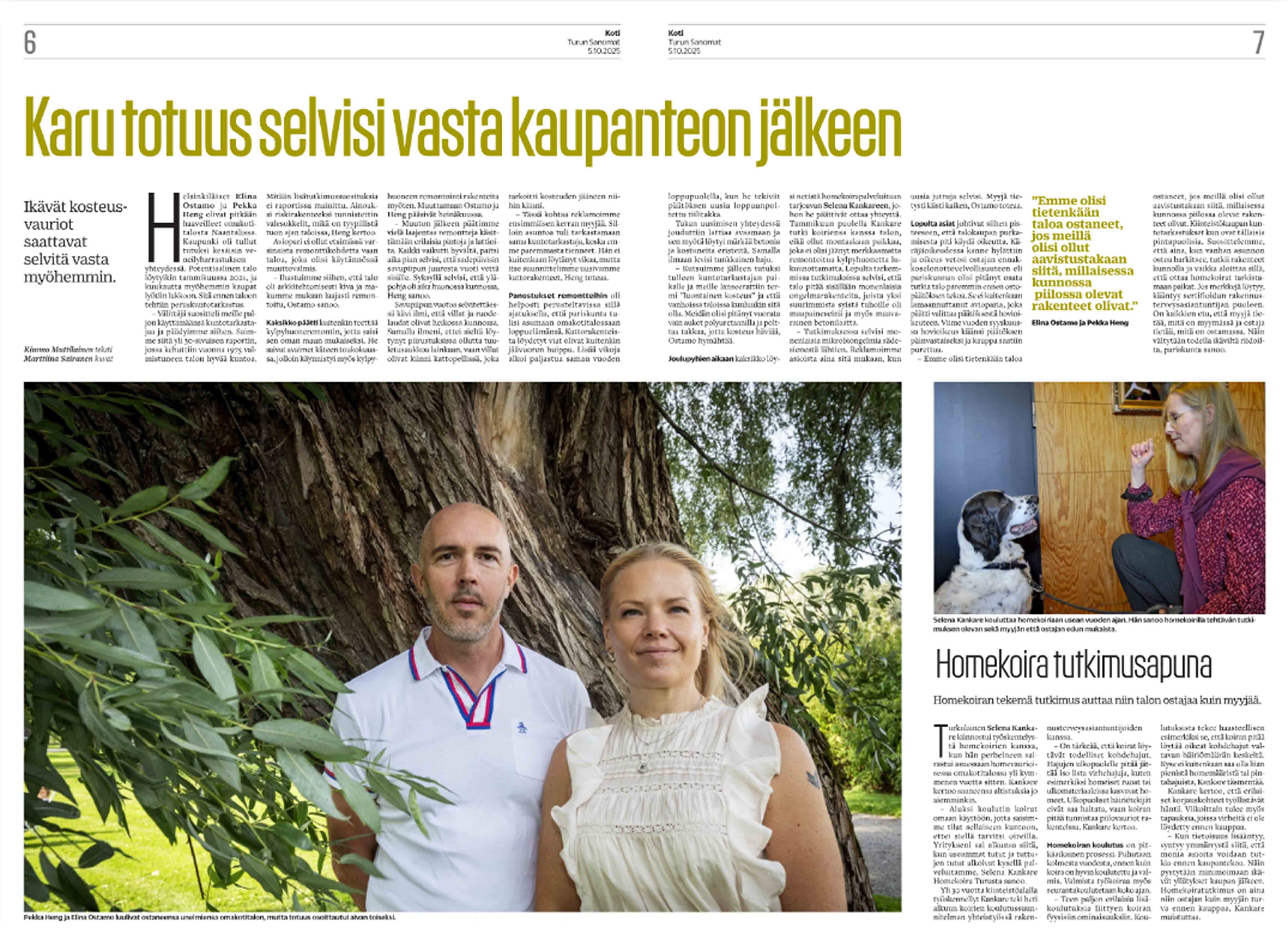 Homekoira Turku Turun Sanomissa 5.10.2025 - Lue koko juttu linkistä